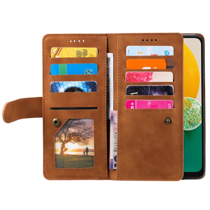 Læder Cover Samsung Galaxy S25 5g Telefon Etui Pung Med 9 Kortpladser Og Snor