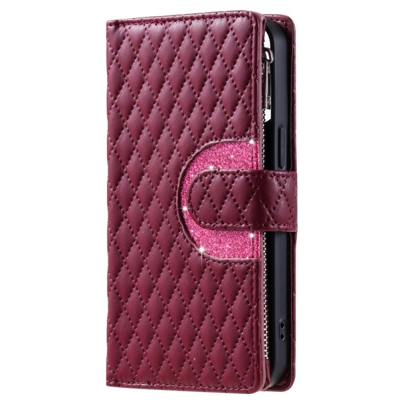 Læder Cover Samsung Galaxy S25 5g Telefon Etui Quiltet Lynlåspung