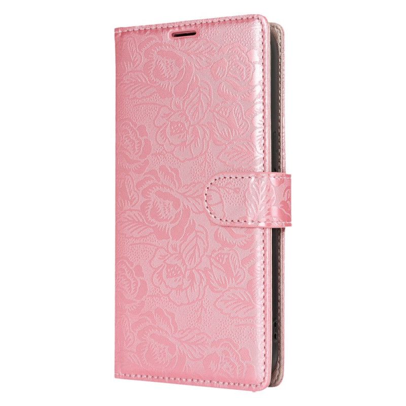 Læder Cover Samsung Galaxy S25 5g Telefon Etui Snor Med Blomsterprint
