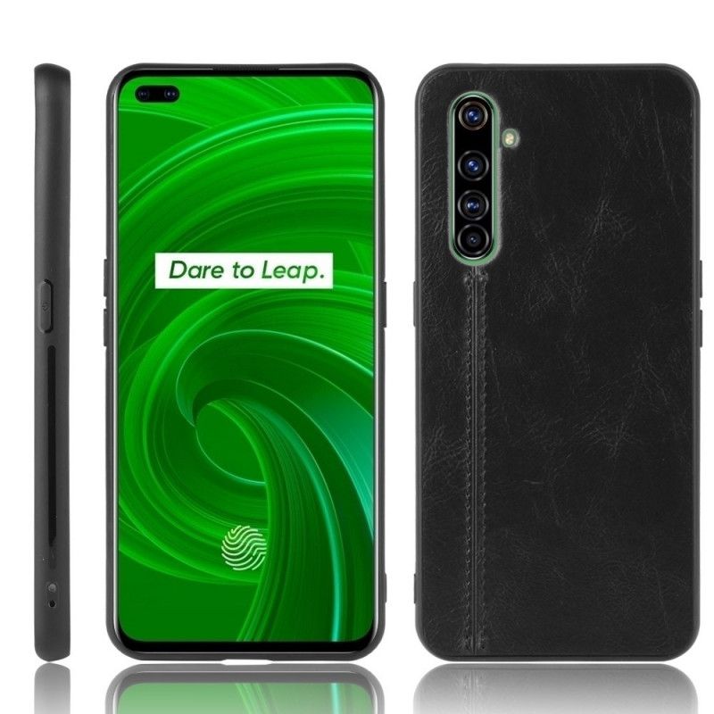 Cover Realme X50 Pro Sort Mobilcover Søm I Læderstil