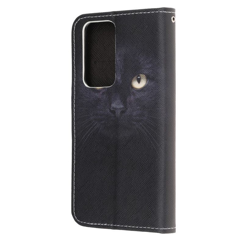 Flip Cover Xiaomi Mi 10T / 10T Pro Sorte Katteøjne Med Rem