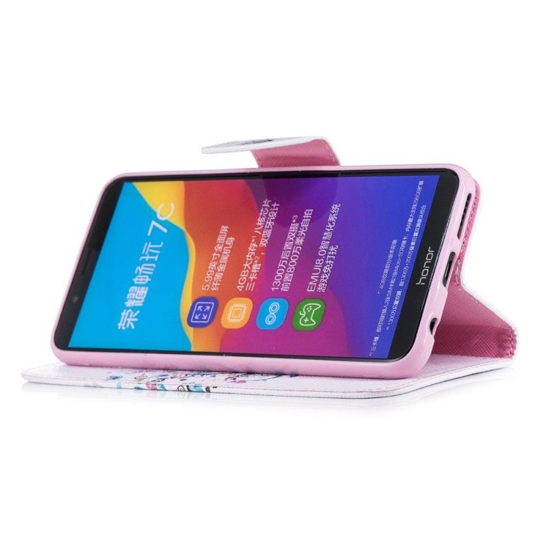 Flip Cover Læder Huawei Y7 2018 Blomstret Træ Beskyttelse