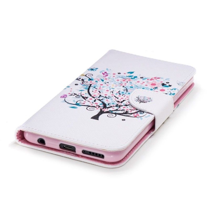 Flip Cover Læder Huawei Y7 2018 Blomstret Træ Beskyttelse