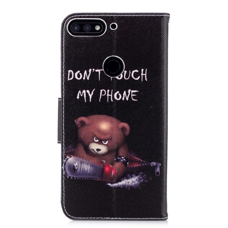 Flip Cover Læder Huawei Y7 2018 Farlig Bjørn