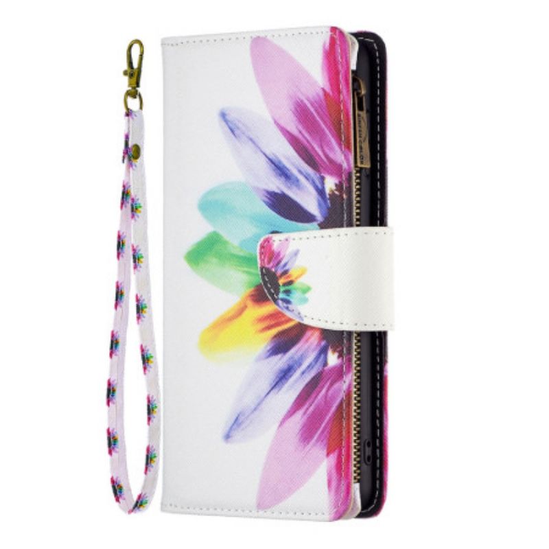 Læder Cover iPhone 16 Plus Telefon Etui Akvarel Blomsterpung Med Rem