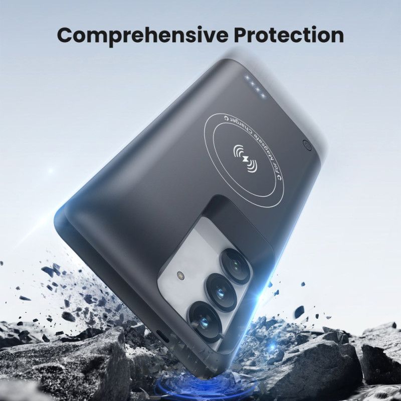 10000mah Battericover Til Samsung Galaxy S25 Plus / S24 Plus Med Oplader Og Magnetisk Montering