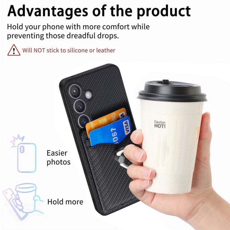 Cover Samsung Galaxy S25 Plus 5g Kortholder Og Ringholder I Kulfiber