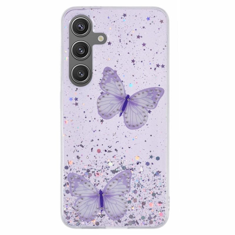 Cover Samsung Galaxy S25 Plus 5g Telefon Etui Pailletter Og Sommerfugle