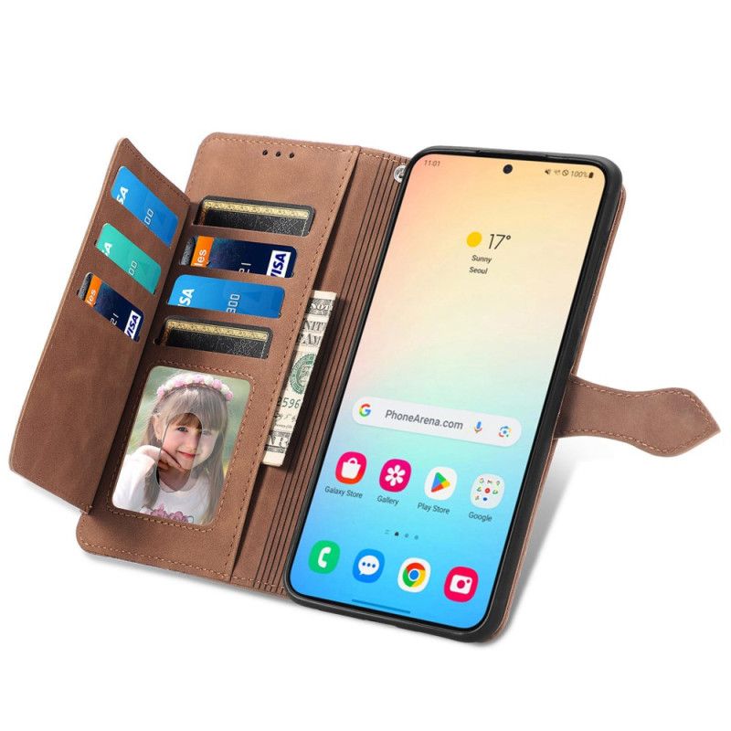 Flip Cover Samsung Galaxy S25 Plus 5g Blonderem Med Ruskindseffekt