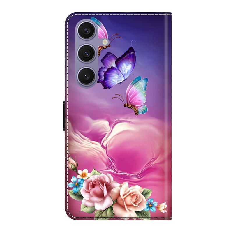 Flip Cover Samsung Galaxy S25 Plus 5g Sommerfugle Og Små Blomster