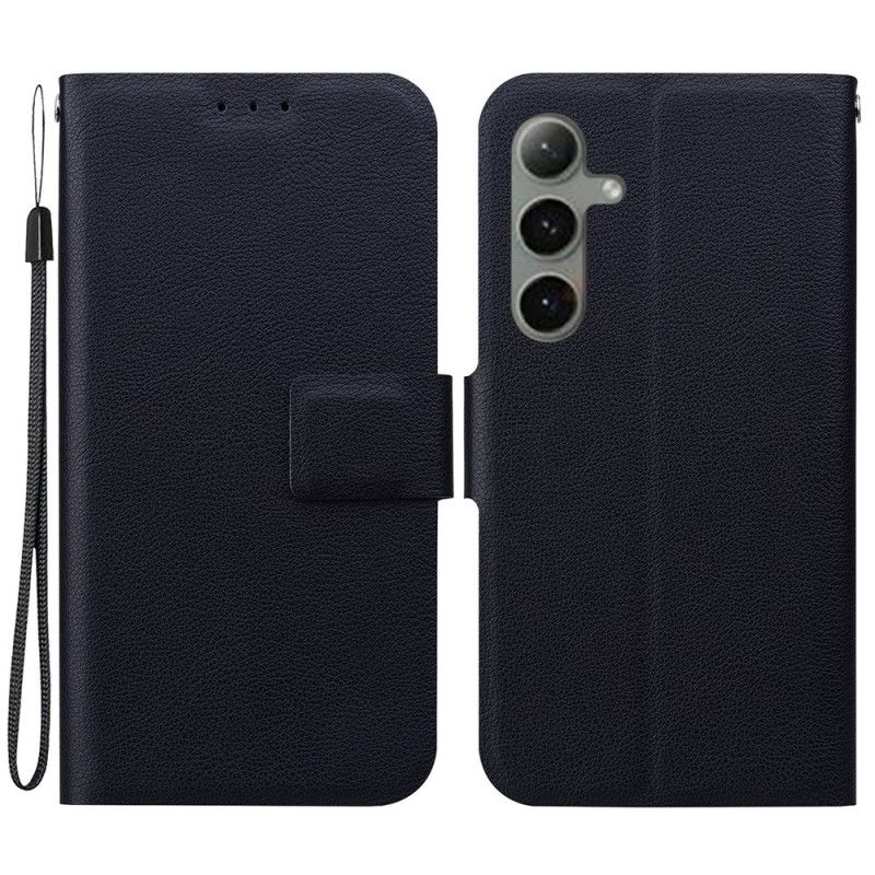 Flip Cover Til Samsung Galaxy S25 Plus 5g Ensfarvet Lædereffekt Med Rem