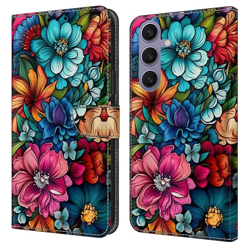 Flip Cover Til Samsung Galaxy S25 Plus 5g Farverige Blomster