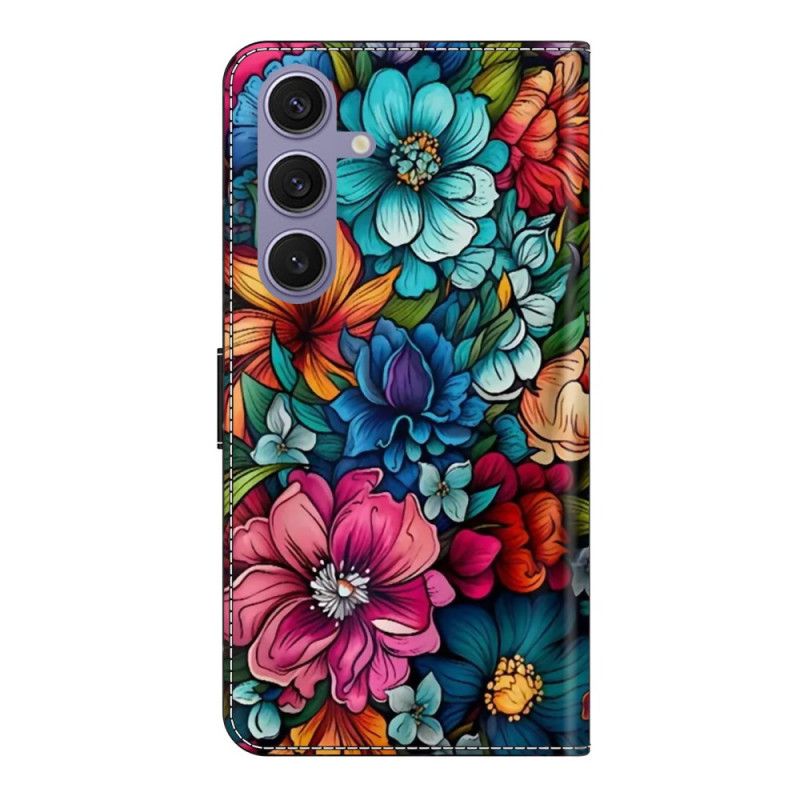 Flip Cover Til Samsung Galaxy S25 Plus 5g Farverige Blomster