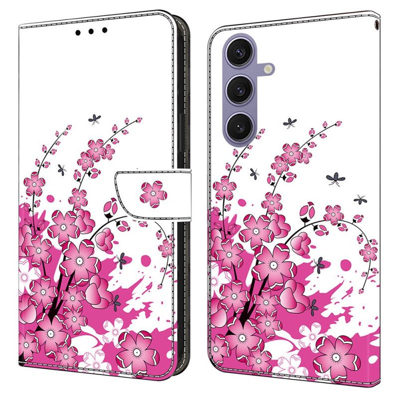 Flip Cover Til Samsung Galaxy S25 Plus 5g Lyserødt Blomstermønster