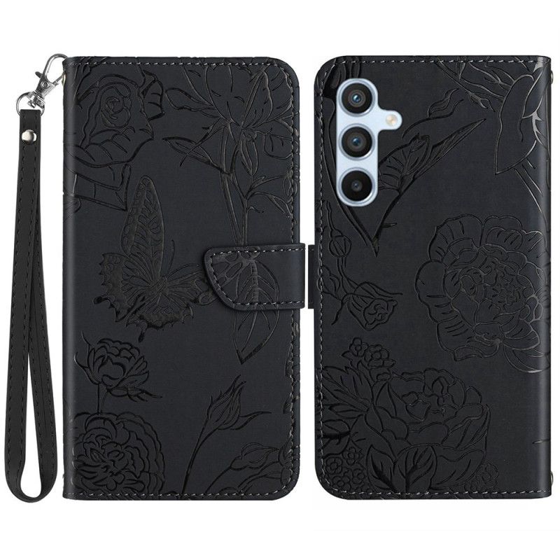 Flip Cover Til Samsung Galaxy S25 Plus 5g Sommerfugleprint Med Rem
