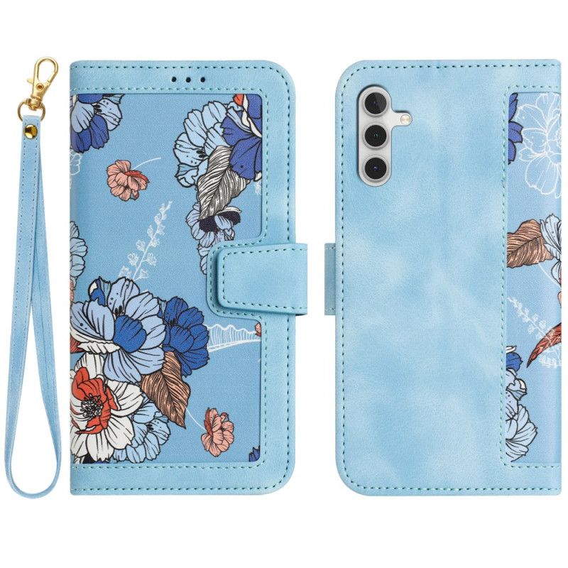 Læder Cover Samsung Galaxy S25 Plus 5g Blomsterdesign Med Rem