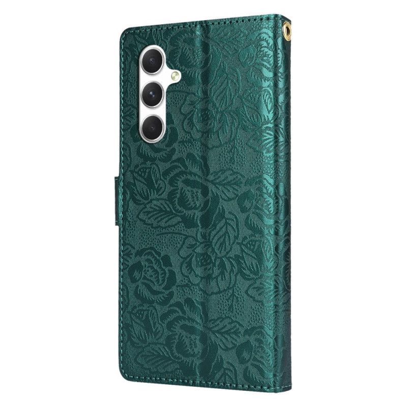 Læder Cover Samsung Galaxy S25 Plus 5g Blomsterprint Med Rem