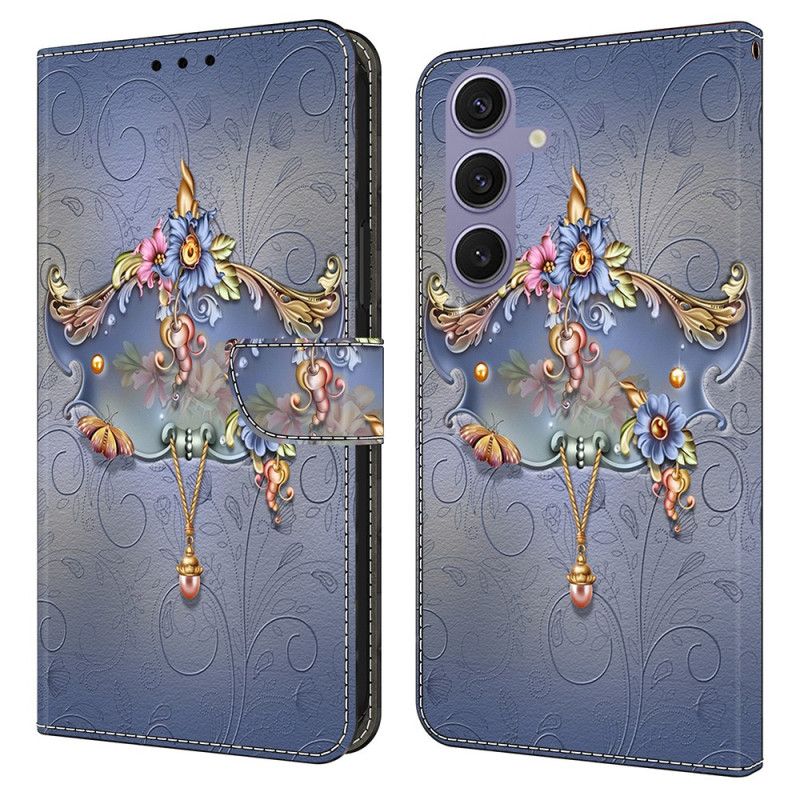 Læder Cover Samsung Galaxy S25 Plus 5g Graverede Blomster