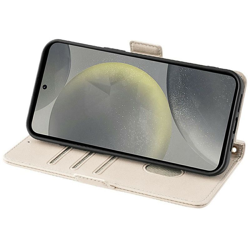 Læder Cover Samsung Galaxy S25 Plus 5g Guldlås Med Rem
