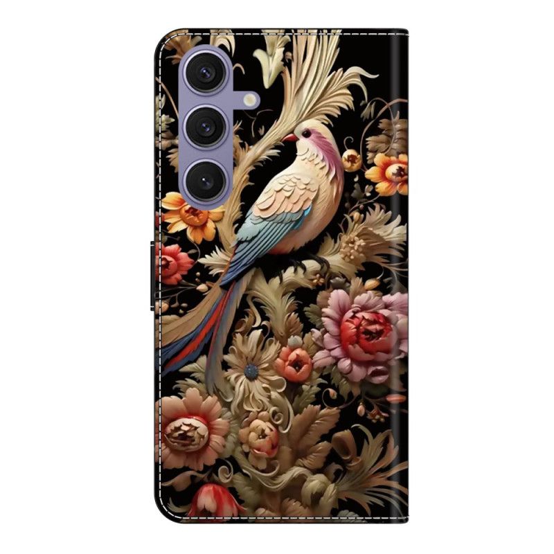 Læder Cover Samsung Galaxy S25 Plus 5g Telefon Etui Blomster Og Fugle