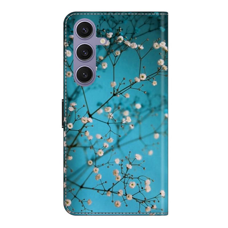 Læder Cover Samsung Galaxy S25 Plus 5g Telefon Etui Blomstrende Grene