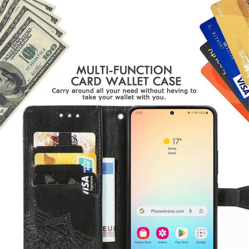 Læder Cover Samsung Galaxy S25 Plus 5g Telefon Etui Mandala-barok