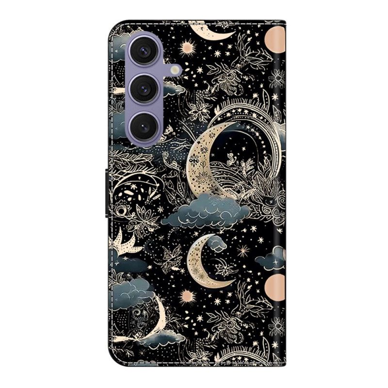 Læder Cover Samsung Galaxy S25 Plus 5g Telefon Etui Månemønster