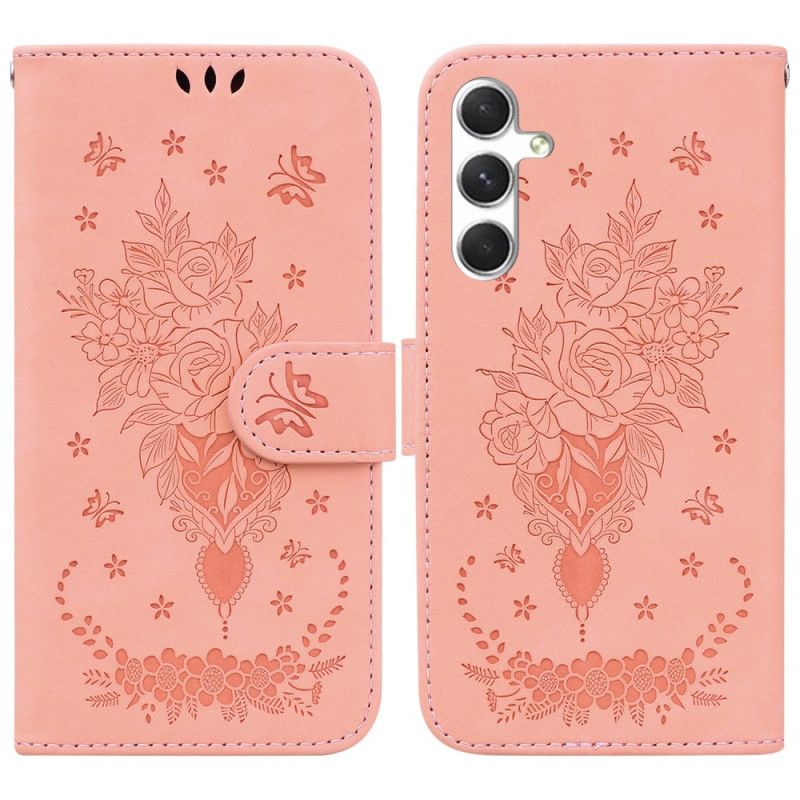 Læder Cover Samsung Galaxy S25 Plus 5g Telefon Etui Rosa-ruskindseffekt