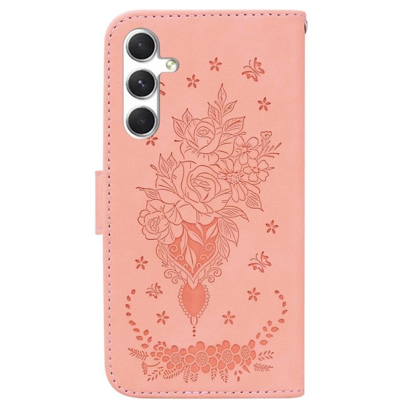 Læder Cover Samsung Galaxy S25 Plus 5g Telefon Etui Rosa-ruskindseffekt