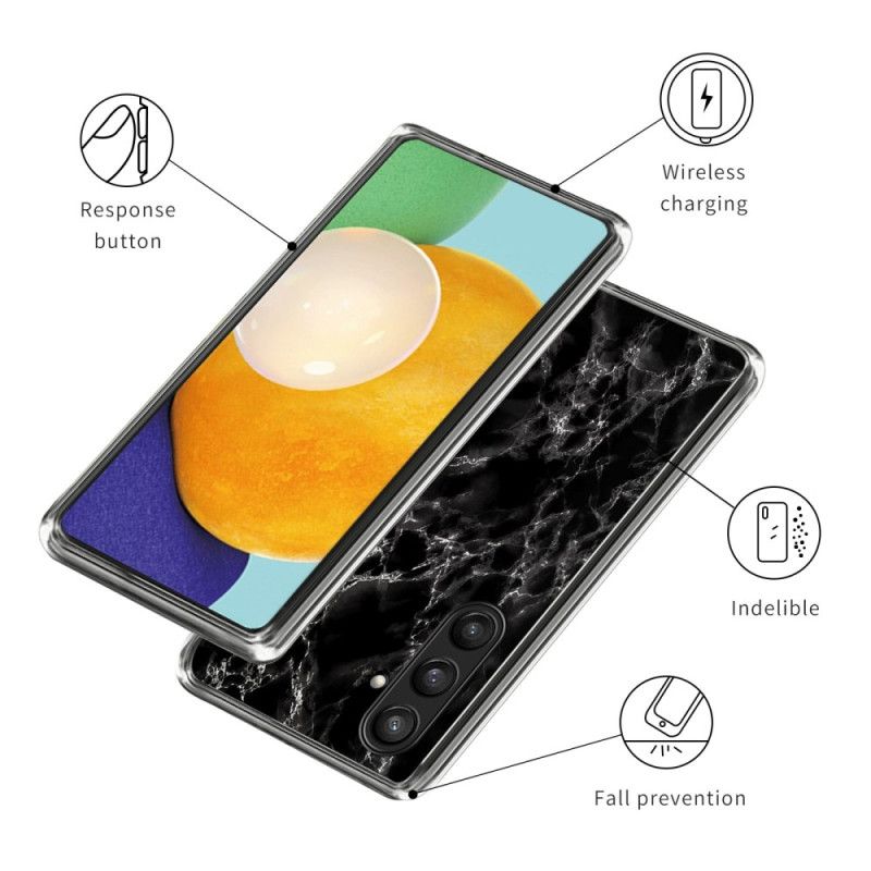Læder Cover Samsung Galaxy S25 Plus 5g Telefon Etui Sort Marmor