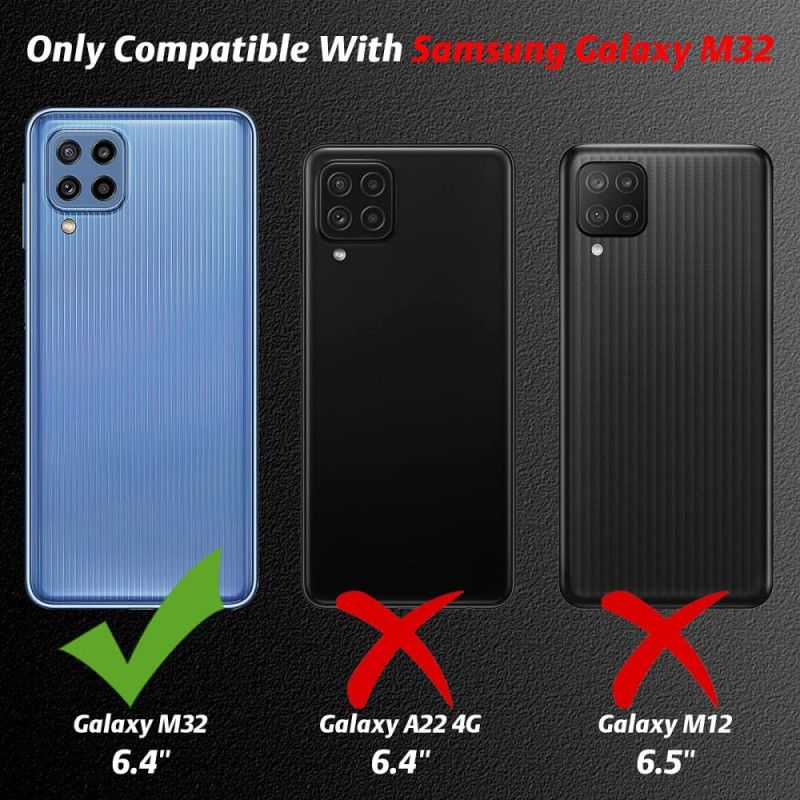 Cover Samsung Galaxy M32 Combo-etui Og Skærmhærdet Glas