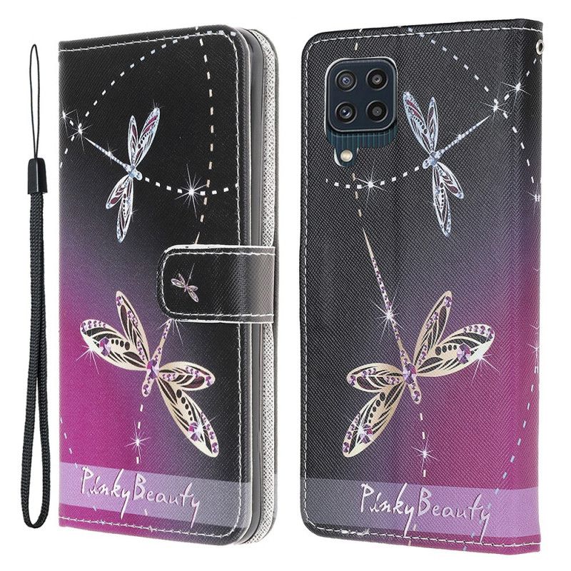 Læder Cover Samsung Galaxy M32 Thong Dragonflies