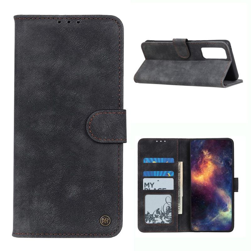 Flip Cover Læder OnePlus 9 Sort Vintage Nitte Læder Stil Beskyttelse