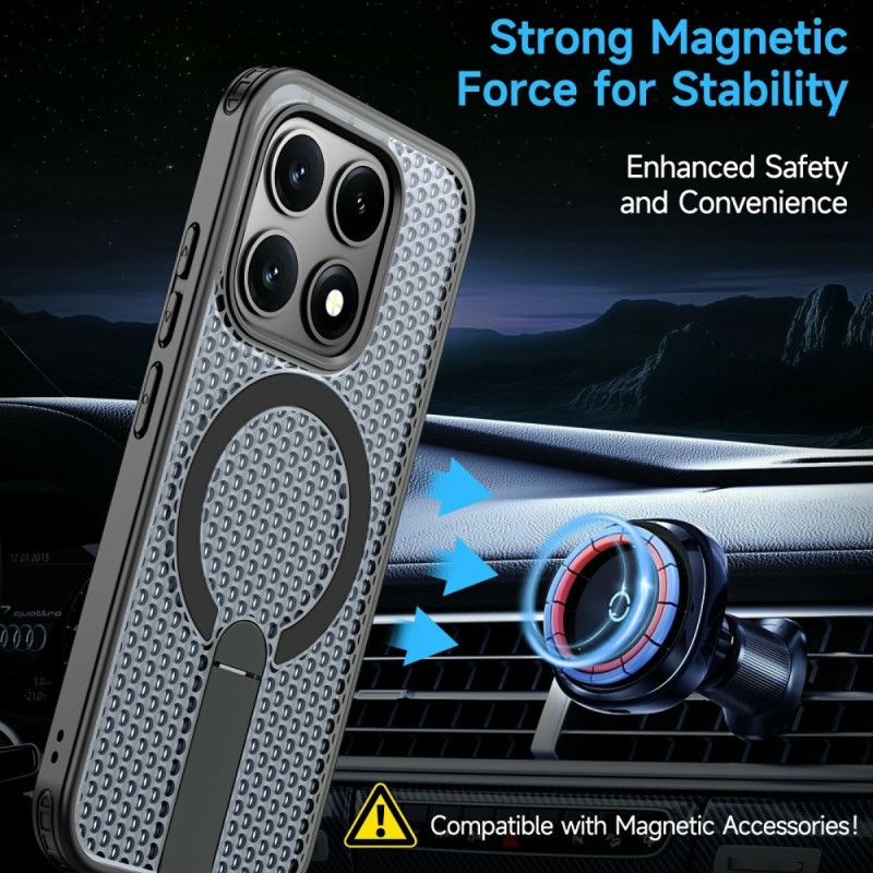 Cover Xiaomi 17 Telefon Etui Magnetisk Gittertekstur Med Støtteben