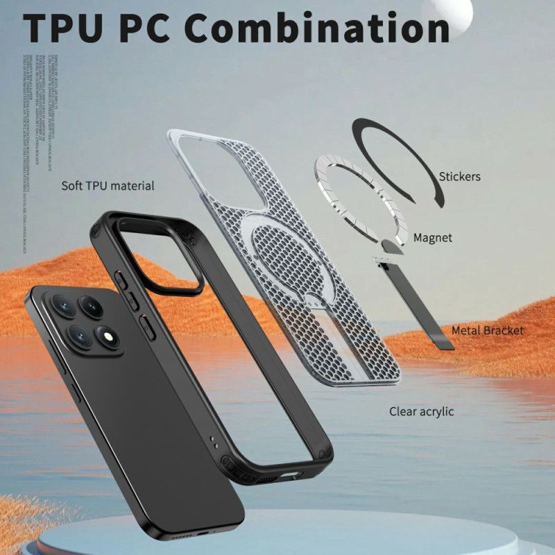 Cover Xiaomi 17 Telefon Etui Magnetisk Gittertekstur Med Støtteben