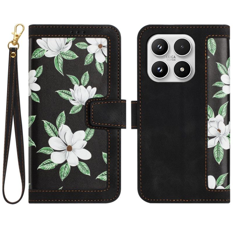 Flip Cover Til Xiaomi 17 Kortholder Og Blomstermønster