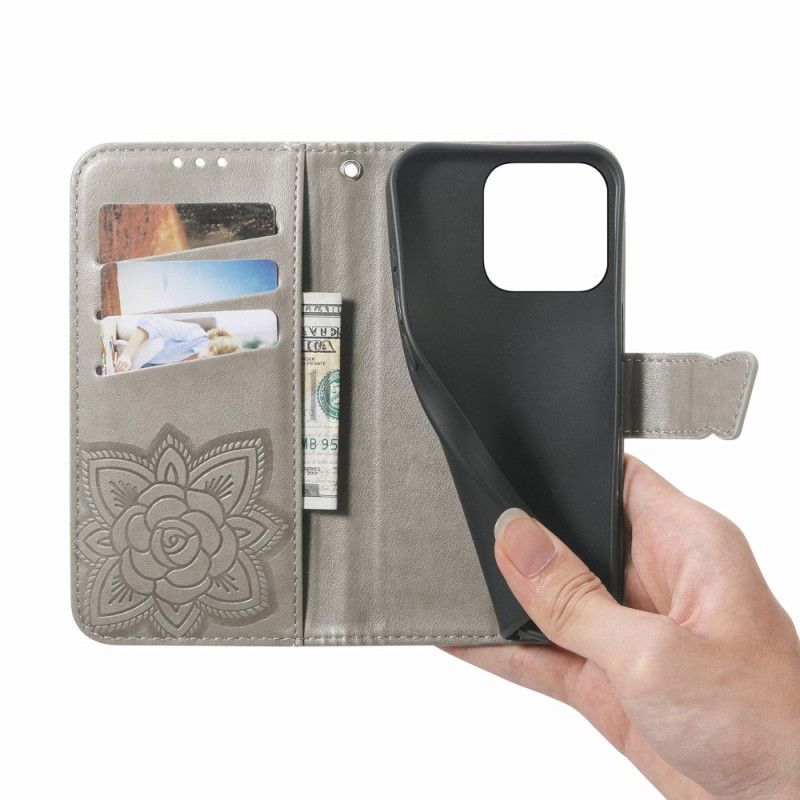 Flip Cover Xiaomi 17 3d-sommerfugl Og Rhinsten