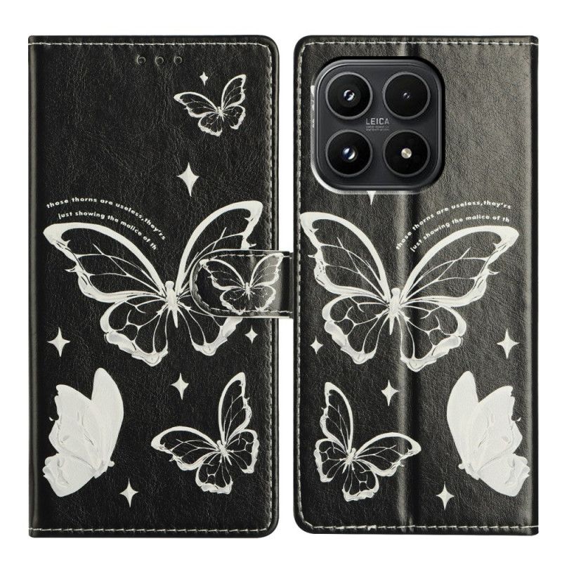 Flip Cover Xiaomi 17 Sorte Og Hvide Sommerfugle