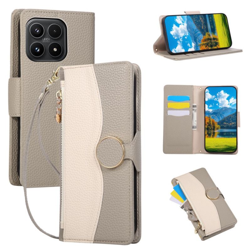 Flip Cover Xiaomi 17 Tofarvet Pung Med Håndledsrem