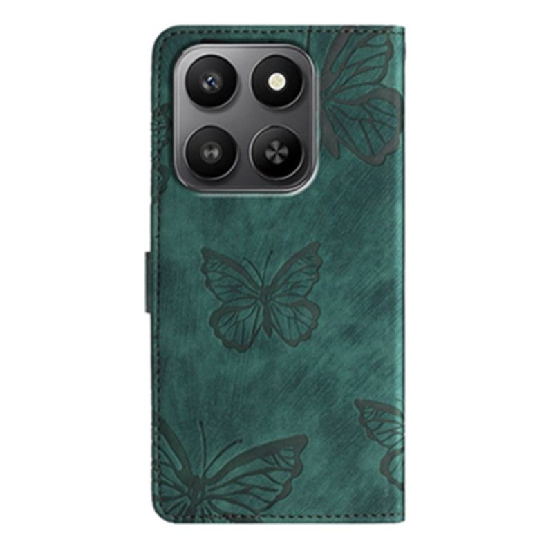Læder Cover Xiaomi 17 Telefon Etui Ruskind Med Sommerfugleeffekt