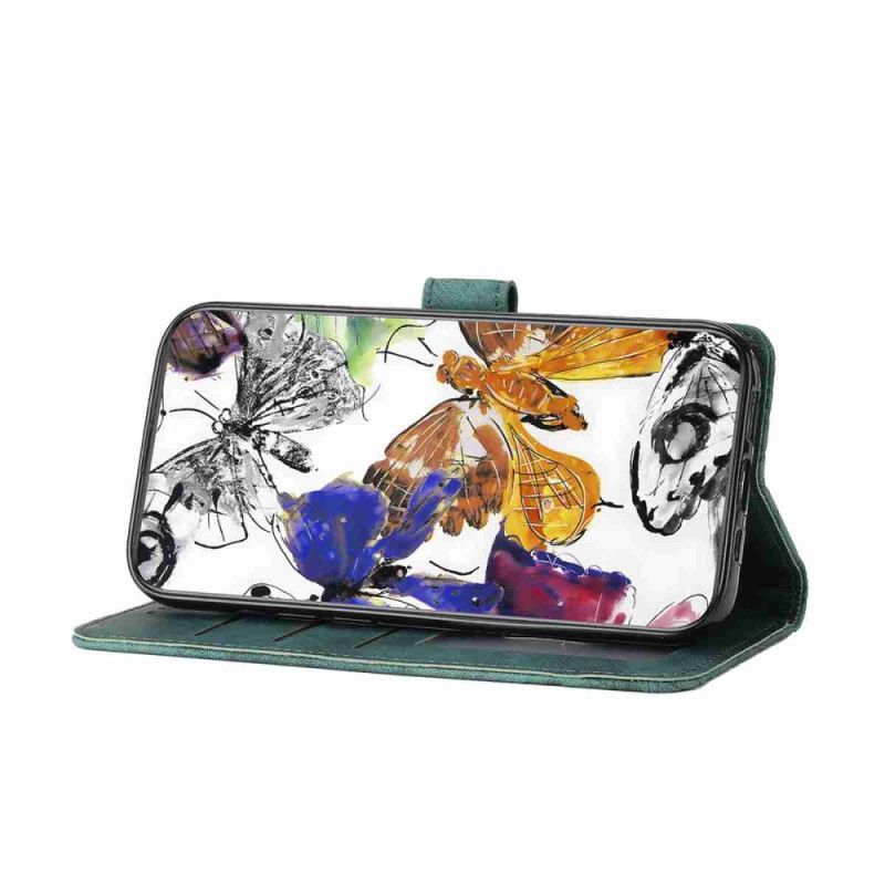 Læder Cover Xiaomi 17 Telefon Etui Ruskind Med Sommerfugleeffekt