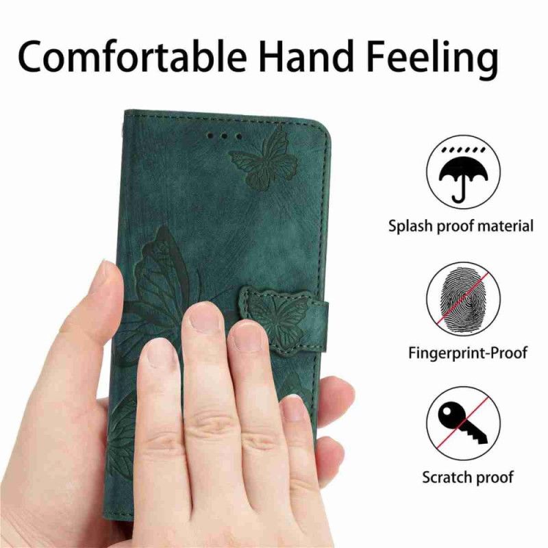 Læder Cover Xiaomi 17 Telefon Etui Ruskind Med Sommerfugleeffekt