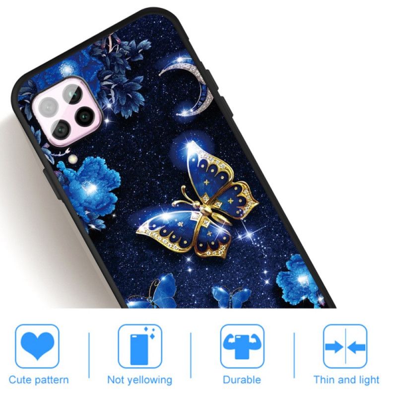 Cover for Huawei P40 Lite Gylden Sommerfugl