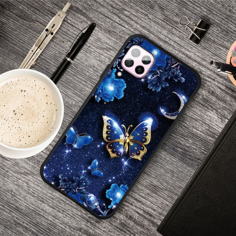 Cover for Huawei P40 Lite Gylden Sommerfugl