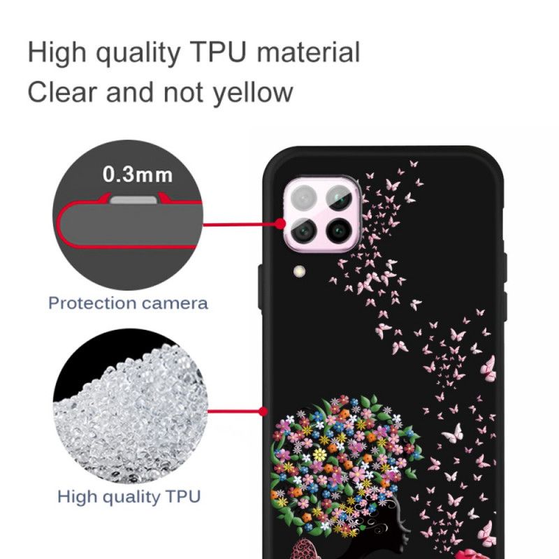 Cover for Huawei P40 Lite Kvinde Med Et Blomstret Hoved