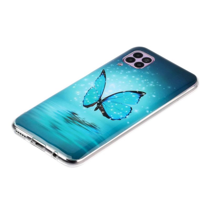 Cover Huawei P40 Lite Fluorescerende Blå Sommerfugl Original