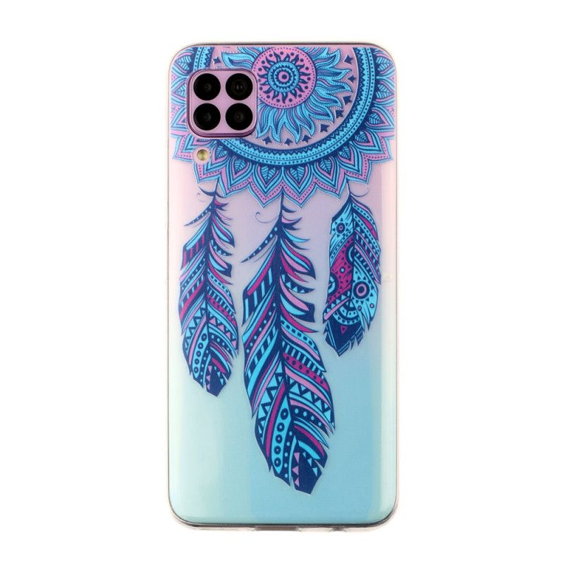 Cover Huawei P40 Lite Gennemsigtig Fangst Drømmer Blå Fjer Original