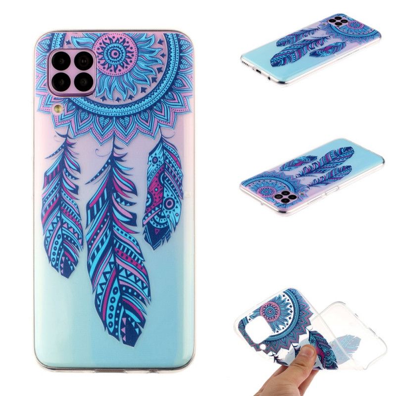Cover Huawei P40 Lite Gennemsigtig Fangst Drømmer Blå Fjer Original