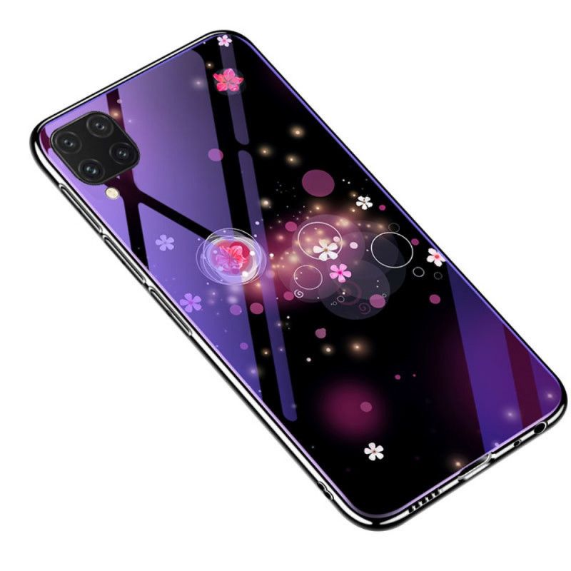Cover Huawei P40 Lite Lilla Hærdet Glas Og Blomstret Silikone