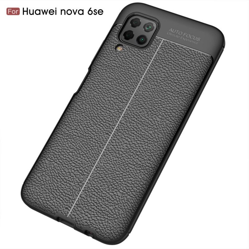 Cover Huawei P40 Lite Sort Dobbeltlinjeret Lychee-Lædereffekt